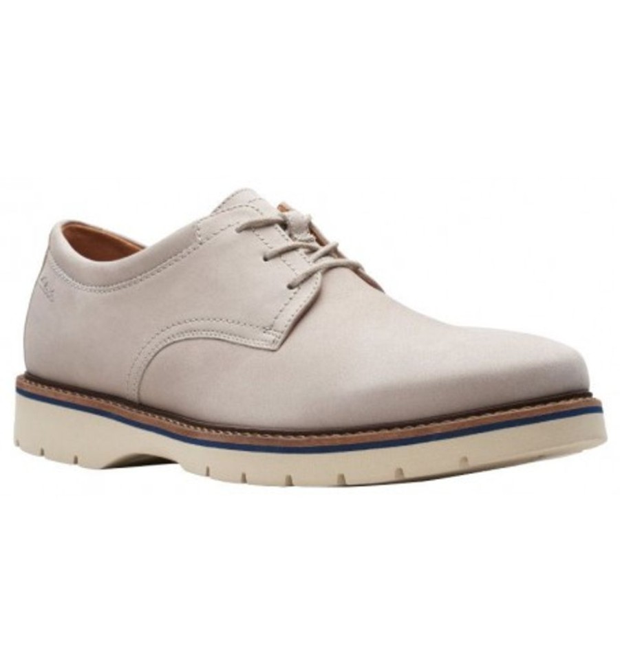 Men'S Shoes Shoesissime Dress Shoes With Laces | Clarks Bayhill Plain 26158006 Silver Grey