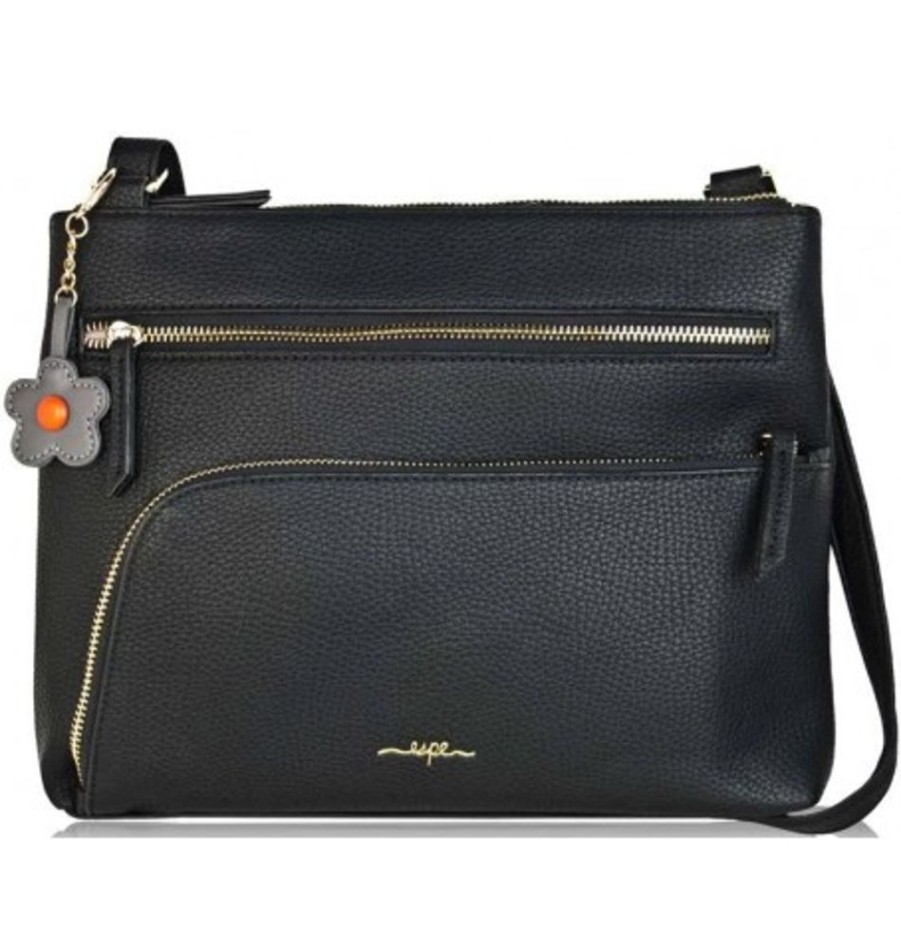 Accessories Shoesissime Handbags | Espe Citron Messenger H-02735-B Black