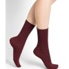 Accessories Shoesissime Women'S | Bleu Foret Solid Colors Velvet Cotton Burgundy