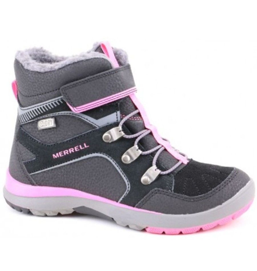 Kids Shoes Shoesissime Fall Boots | Merrell Moab Polar Ac Wtrpf Mk159178 Black