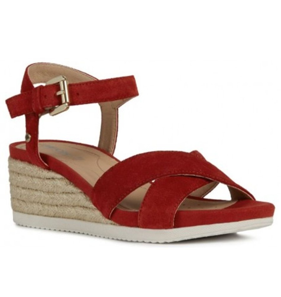 Women'S Shoes Shoesissime Sandals | Geox Ischia Corda C D02Hhc Red