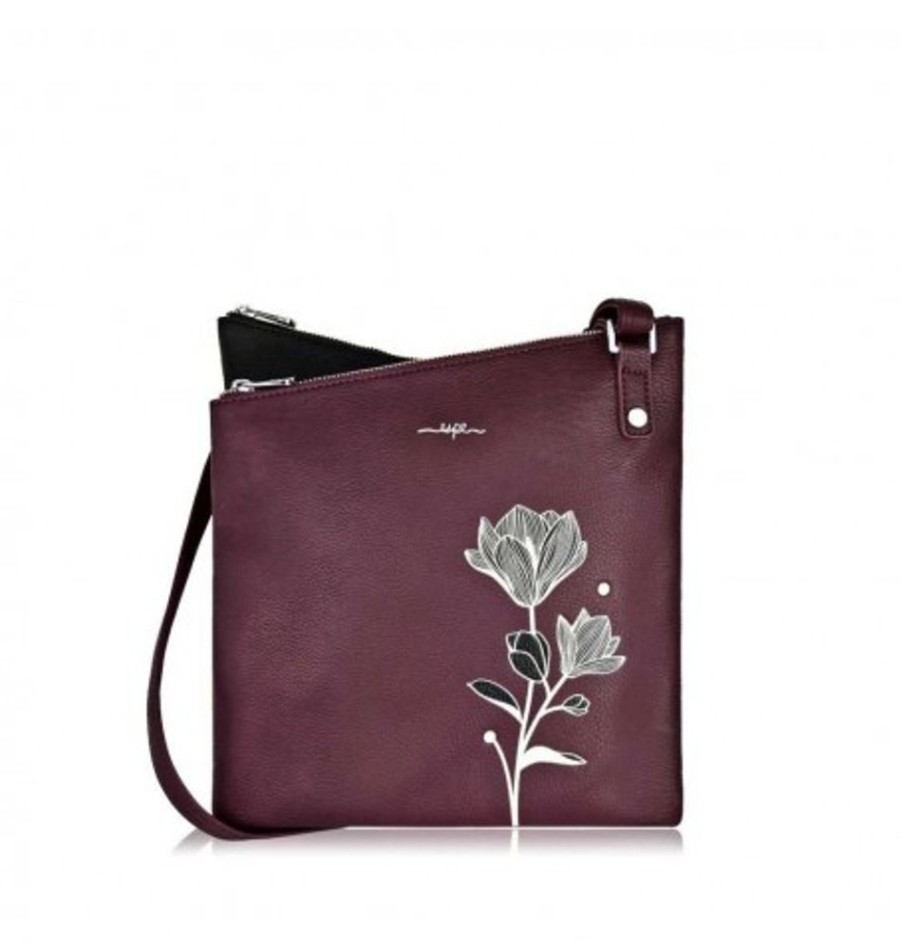 Accessories Shoesissime Handbags | Espe Magnolia Messenger H-02762-R Burgundy