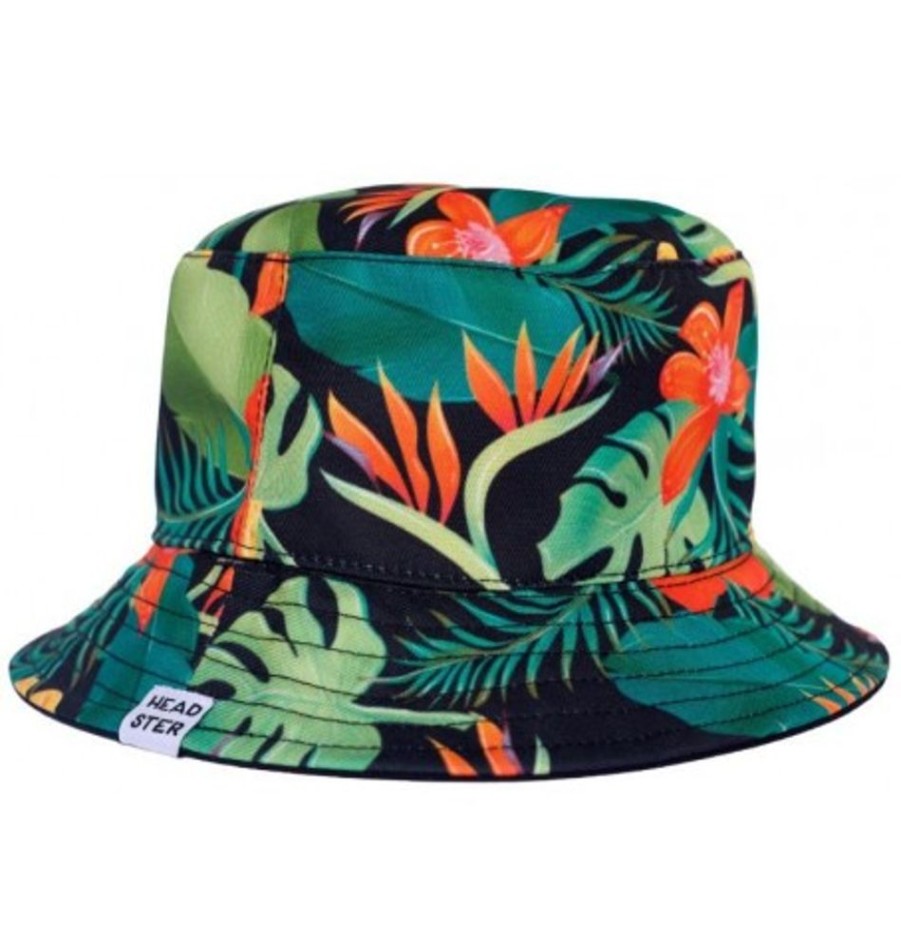 Accessories Shoesissime Girl | Headster Kids Wild Hibiscus Bucket Hat Black