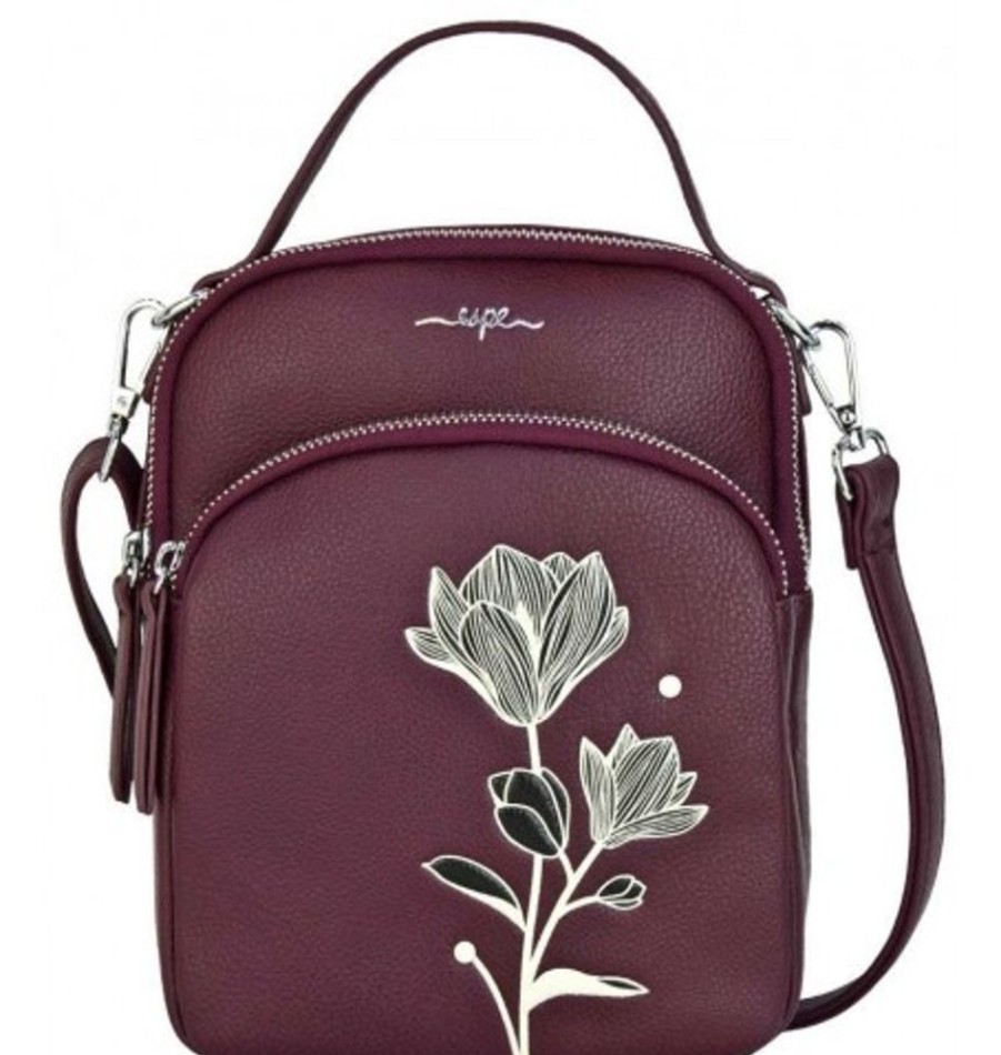 Accessories Shoesissime Handbags | Espe Magnolia Crossbody H-02763-R Burgundy