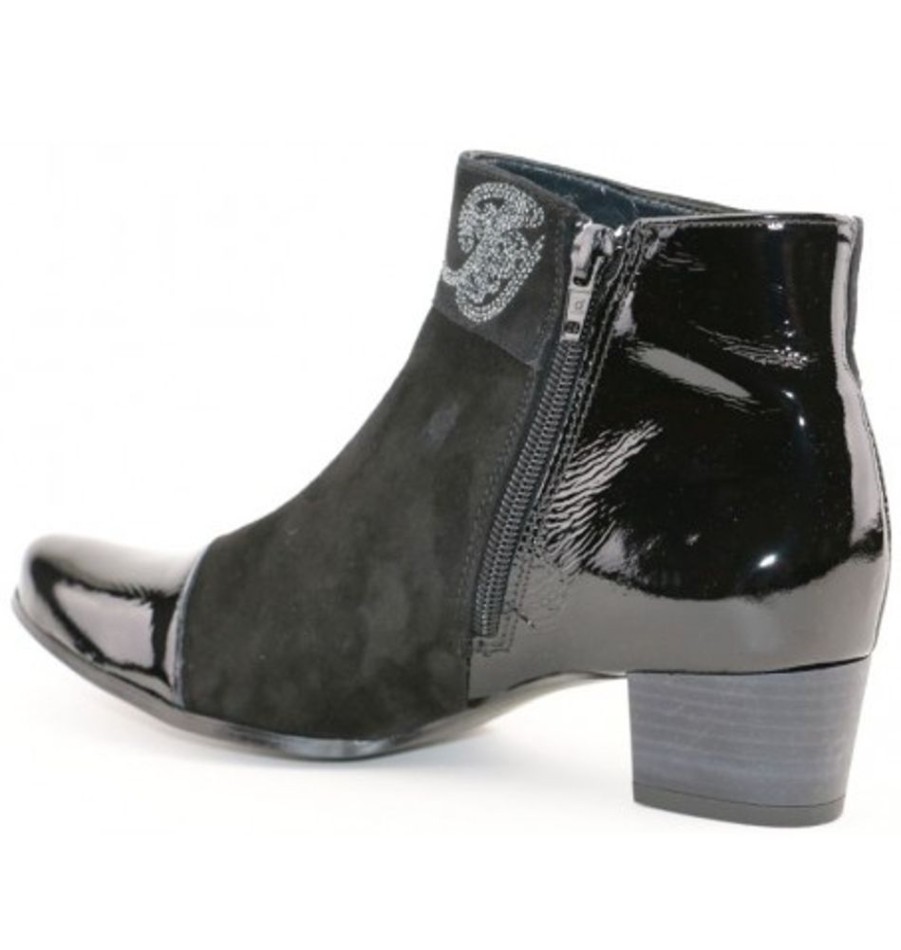 Women'S Shoes Shoesissime Fall Boots | Un Tour En Ville Refrac Black Varnish