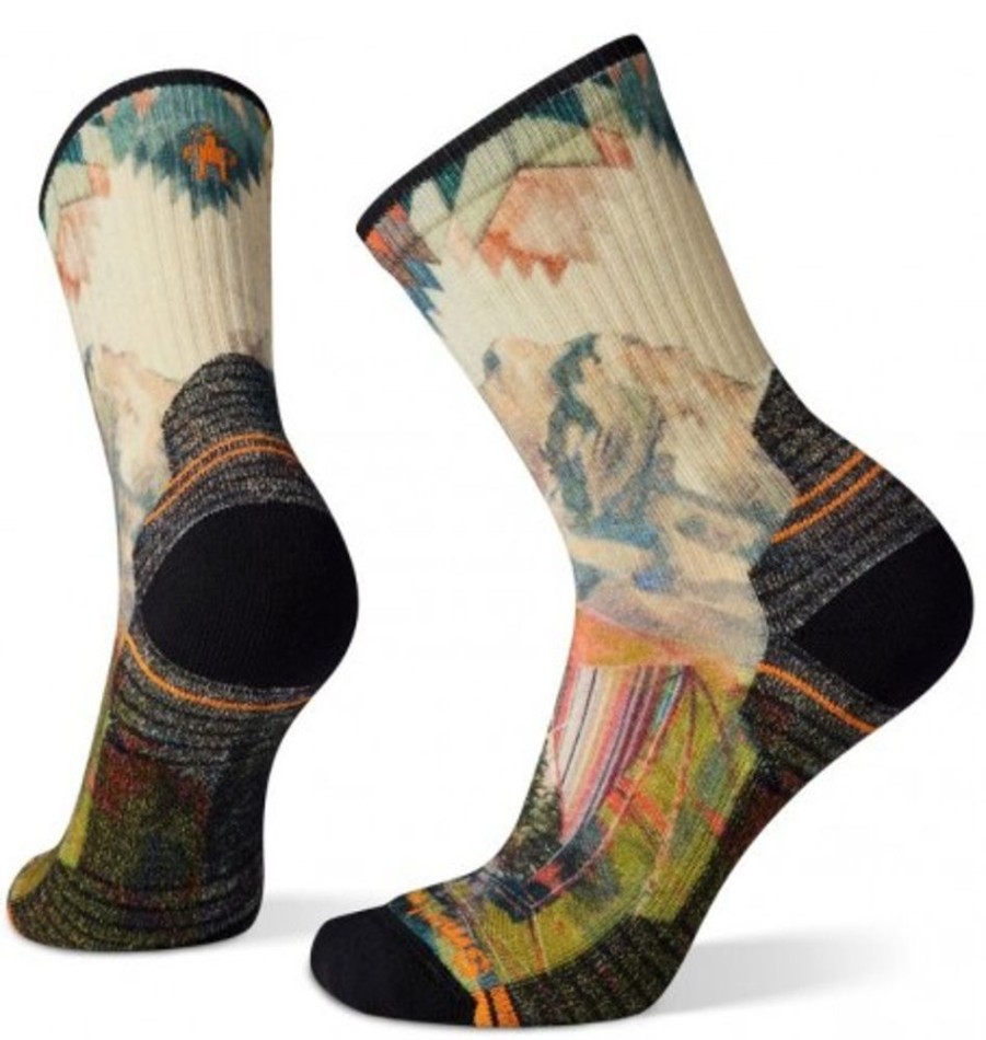 Accessories Shoesissime Women'S | Smartwool Hike Light Cushion Mountain Print Crew Black