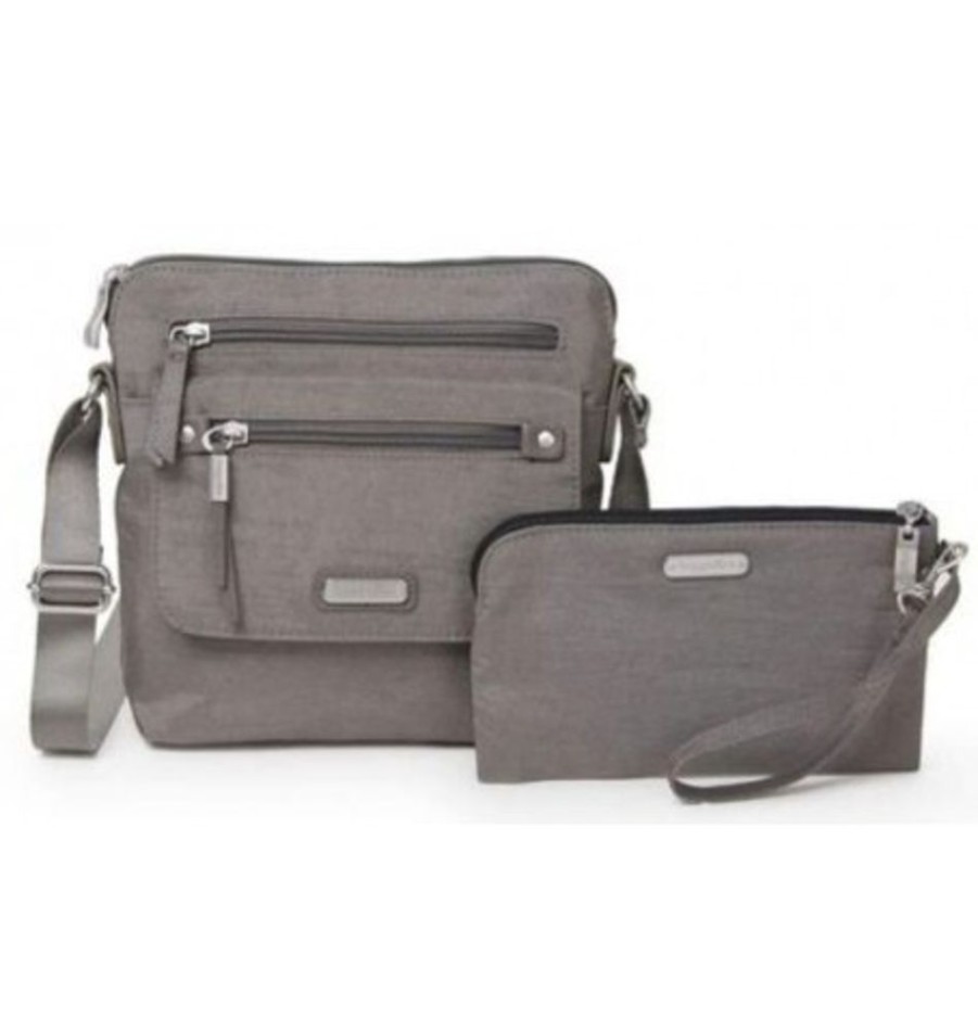 Accessories Shoesissime Handbags | Baggallini Esc403 Escape Crossbody Silver Grey