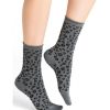 Accessories Shoesissime Women'S | Bleu Foret Fine Wool Socks Leopard Pattern Silver Grey