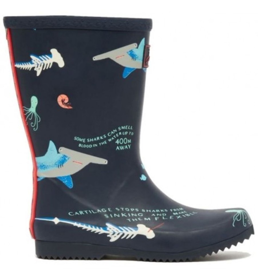 Kids Shoes Shoesissime Rain Boots | Joules Jnr Roll Up Sharks 216667 Blue