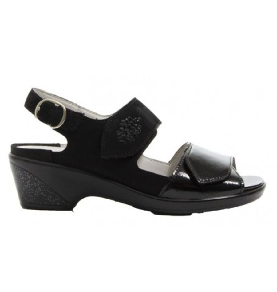 Women'S Shoes Shoesissime Sandals | Waldlaufer 653013 Black Varnish