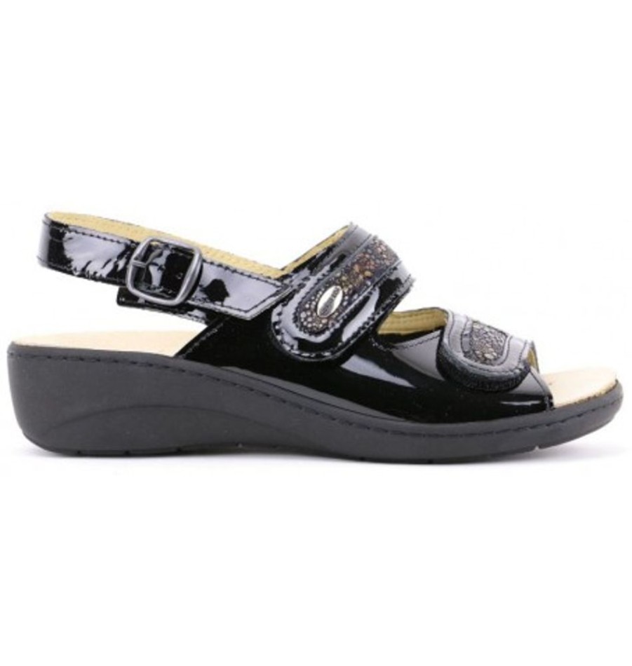 Women'S Shoes Shoesissime Sandals | Grunland Se0371 Black Varnish