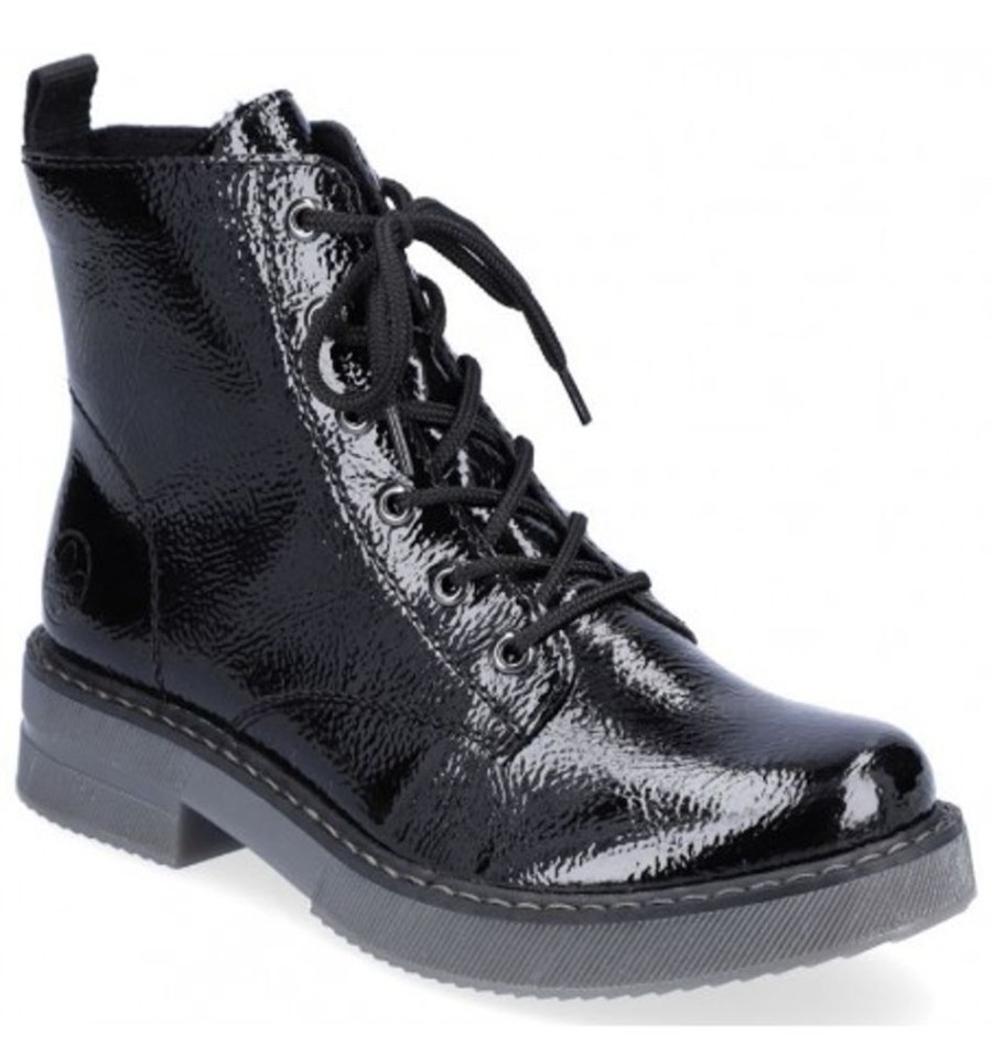 Women'S Shoes Shoesissime Fall Boots | Rieker 72010-00 Black Varnish