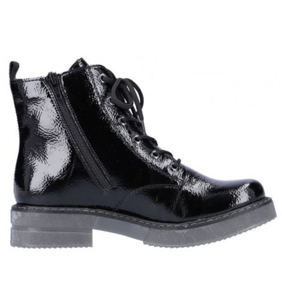 Women'S Shoes Shoesissime Fall Boots | Rieker 72010-00 Black Varnish