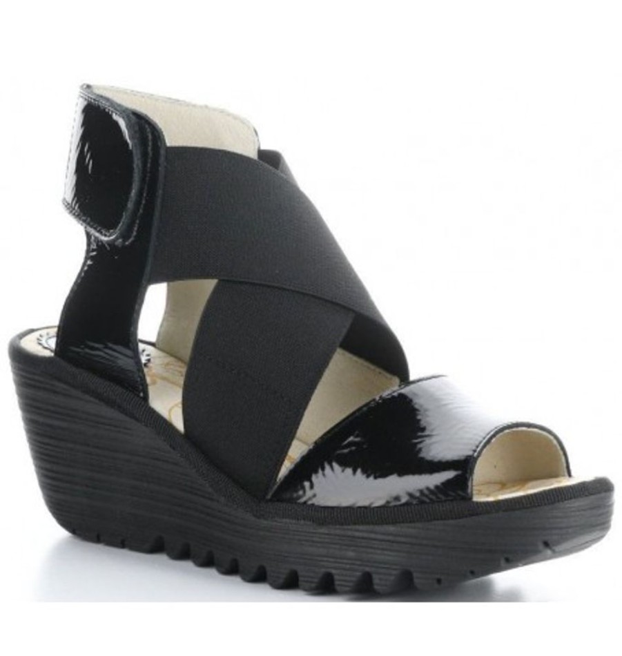 Women'S Shoes Shoesissime Sandals | Fly London Yuba385Fly Black Varnish