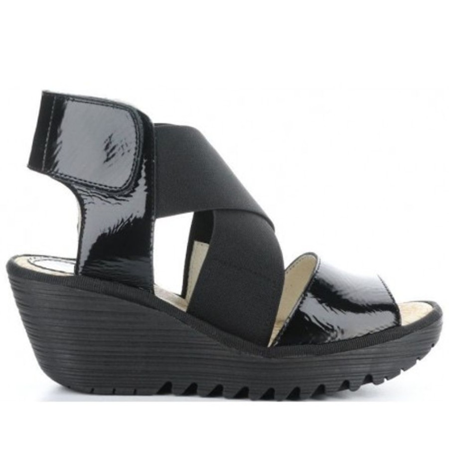 Women'S Shoes Shoesissime Sandals | Fly London Yuba385Fly Black Varnish