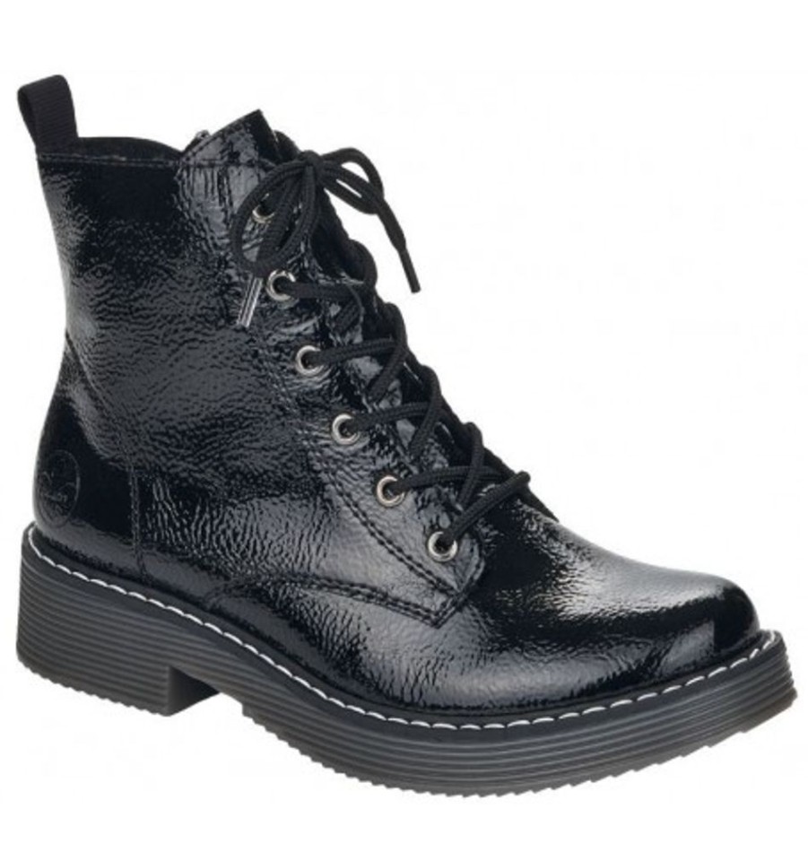 Women'S Shoes Shoesissime Fall Boots | Rieker 70010-00 Black Varnish