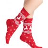 Accessories Shoesissime Women'S | Bleu Foret Snowflakes Reindeers Xmas Socks Red