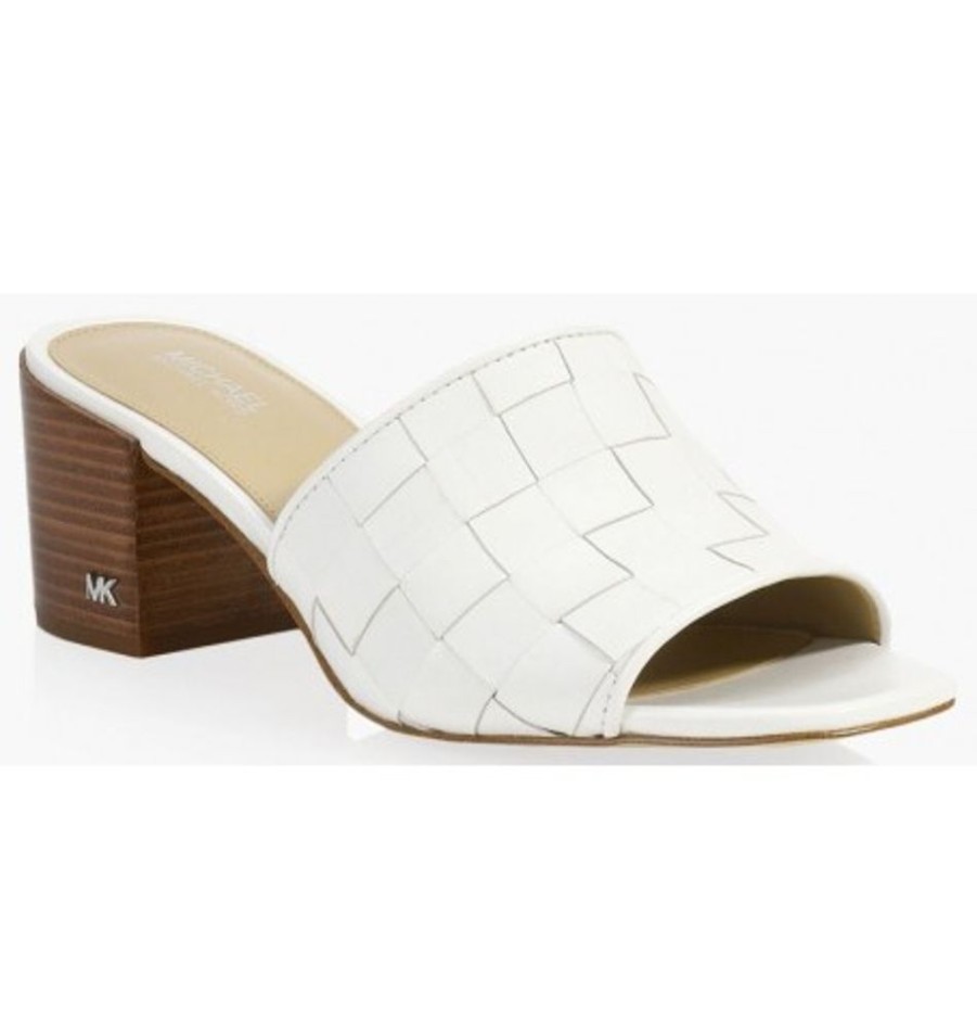 Women'S Shoes Shoesissime Sandals | Michael Kors Ingrid Woven Midheel Mule 40S3Igms White