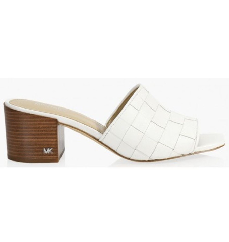 Women'S Shoes Shoesissime Sandals | Michael Kors Ingrid Woven Midheel Mule 40S3Igms White