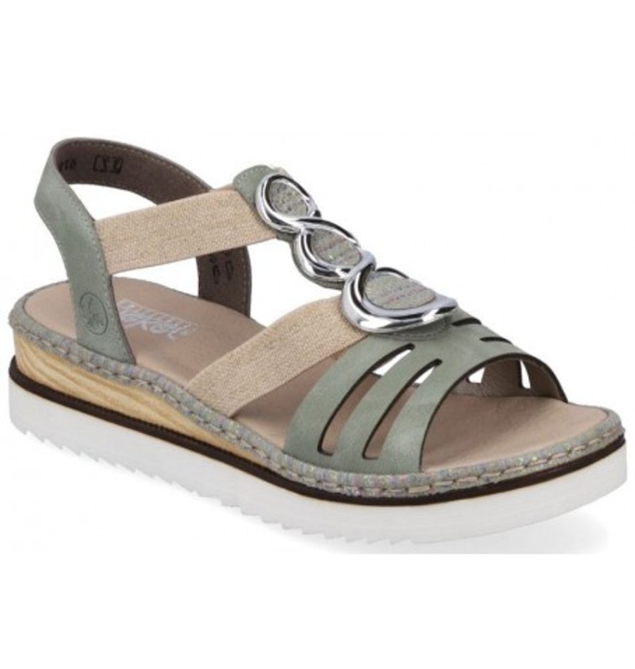 Women'S Shoes Shoesissime Sandals | Rieker 679L4-52 Green Khaki