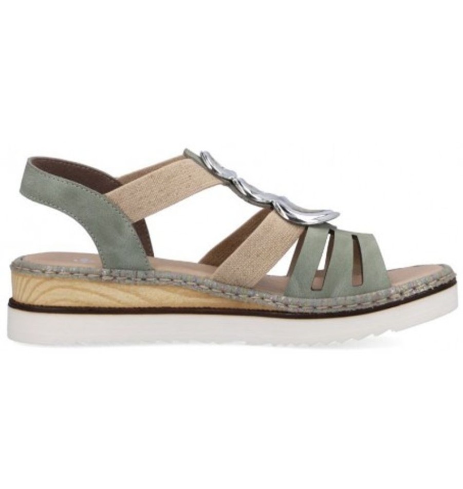 Women'S Shoes Shoesissime Sandals | Rieker 679L4-52 Green Khaki