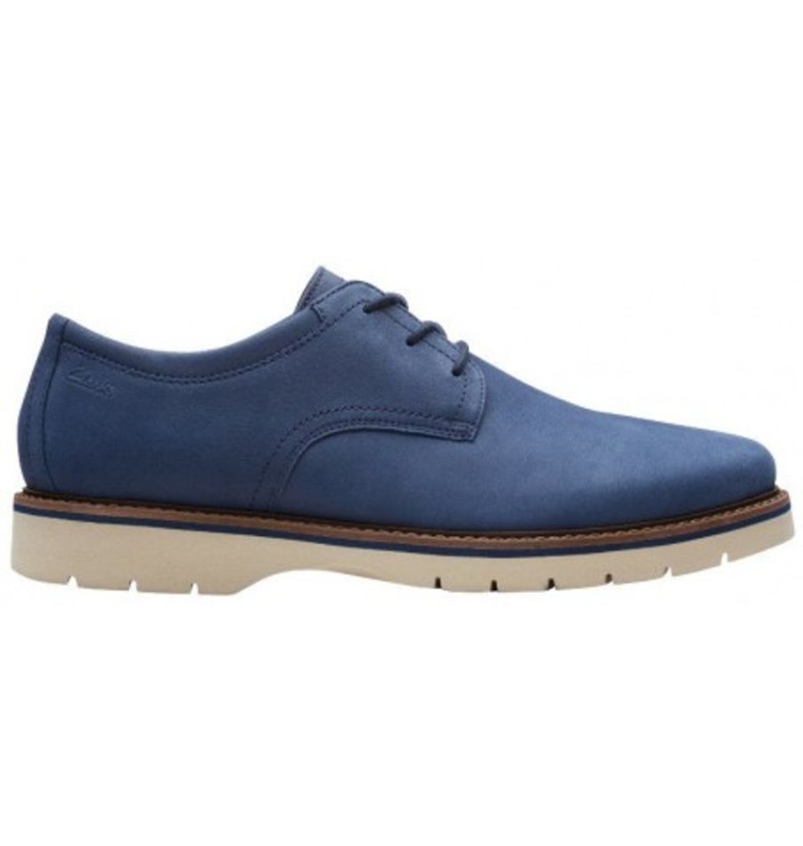 Men'S Shoes Shoesissime Dress Shoes With Laces | Clarks Bayhill Plain 26158008 Blue