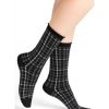 Accessories Shoesissime Women'S | Bleu Foret Fine Wool Socks With Check Pattern Black