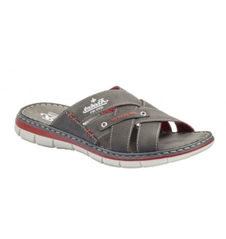 Men'S Shoes Shoesissime Sandals | Rieker 25199-43 Silver Grey