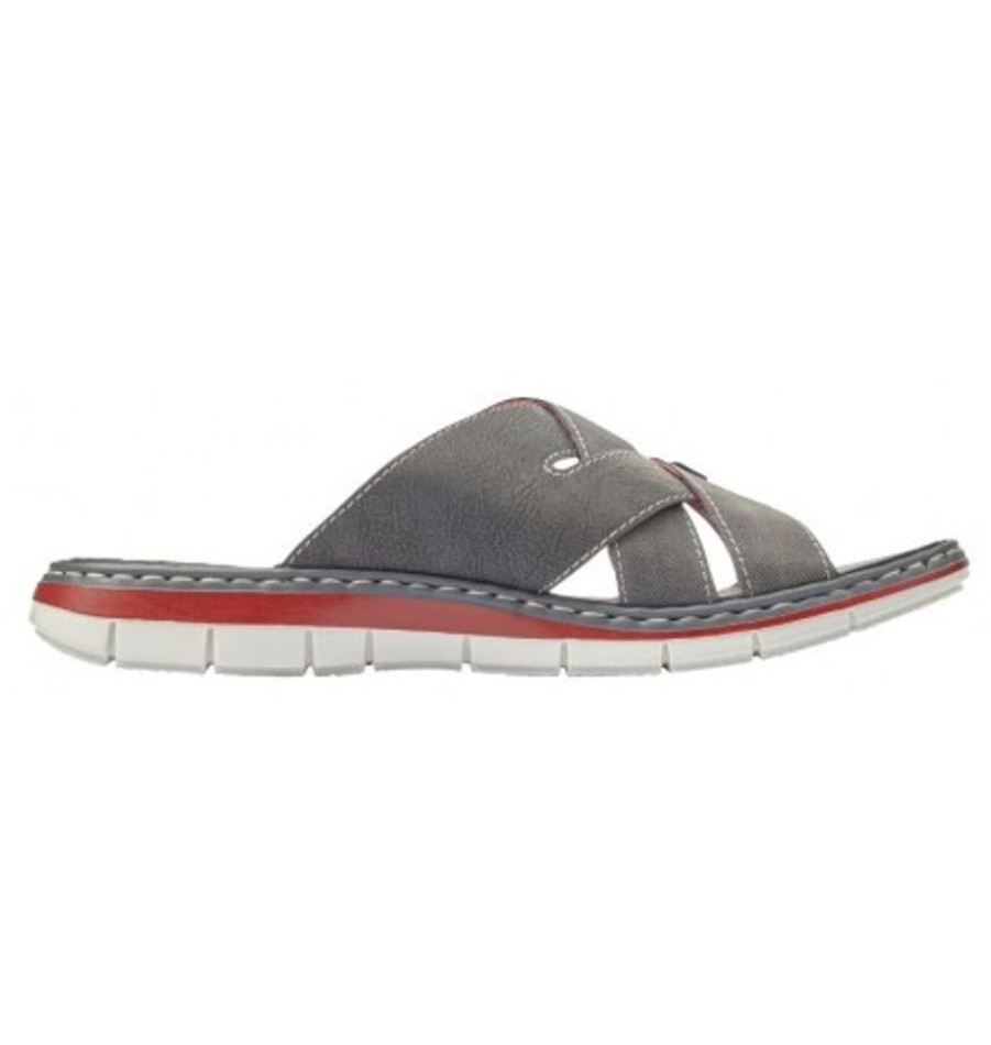 Men'S Shoes Shoesissime Sandals | Rieker 25199-43 Silver Grey